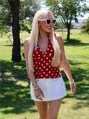Cherry Polka Dot Halter Top